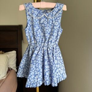 Little Minis Blue Floral Dress with Peter Pan Collar - 2T